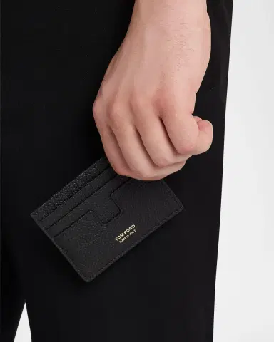 TOM FORD Men's Grain Leather T Line Card Holder | Thumbnail 2 TOM FORD Men's Grain Leather T Line Card Holder | Thumbnail 2
