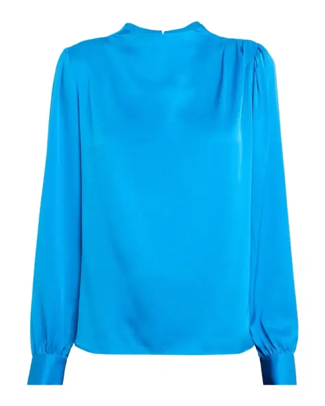 Tien Floral Silk Mock-Turtleneck Blouse