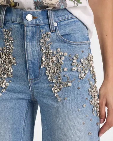 Alice + Olivia Chic Embellished Wide-Leg Jeans | Thumbnail 5 Alice + Olivia Chic Embellished Wide-Leg Jeans | Thumbnail 5