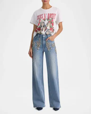 Alice + Olivia Chic Embellished Wide-Leg Jeans | Thumbnail 6 Alice + Olivia Chic Embellished Wide-Leg Jeans | Thumbnail 6