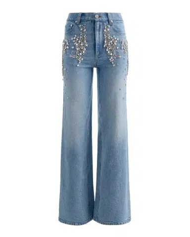 Alice + Olivia Chic Embellished Wide-Leg Jeans | Thumbnail 1 Alice + Olivia Chic Embellished Wide-Leg Jeans | Thumbnail 1