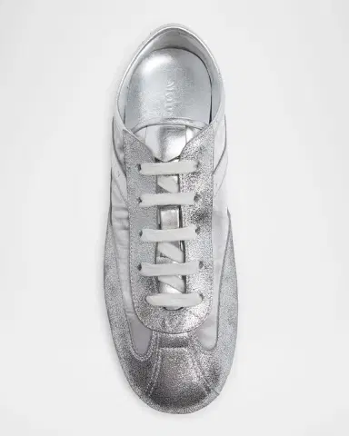 Alexander McQueen Men's Boxe Leather & Nylon Low-Top Sneakers | Thumbnail 4