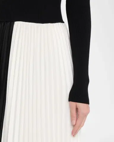 Elie Tahari Elsa Colorblocked Pleated Asymmetric Midi-Dress | Thumbnail 5