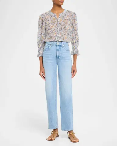 Veronica Beard Ashlynn Floral Chiffon Button-Front Blouse | Thumbnail 2