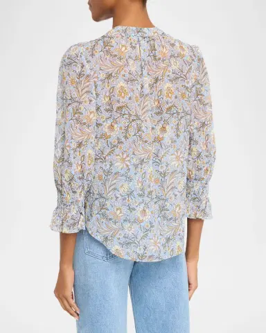 Veronica Beard Ashlynn Floral Chiffon Button-Front Blouse | Thumbnail 3