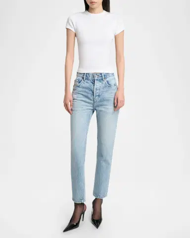 Saint Laurent Cassandre Short-Sleeve Rib-Knit T-Shirt | Thumbnail 2 Saint Laurent Cassandre Short-Sleeve Rib-Knit T-Shirt | Thumbnail 2