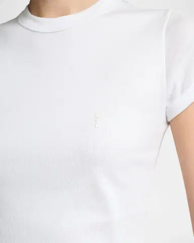 Saint Laurent Cassandre Short-Sleeve Rib-Knit T-Shirt | Thumbnail 5 Saint Laurent Cassandre Short-Sleeve Rib-Knit T-Shirt | Thumbnail 5