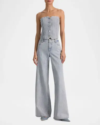 Alice + Olivia Kelcey Denim Strapless Top | Thumbnail 2 Alice + Olivia Kelcey Denim Strapless Top | Thumbnail 2