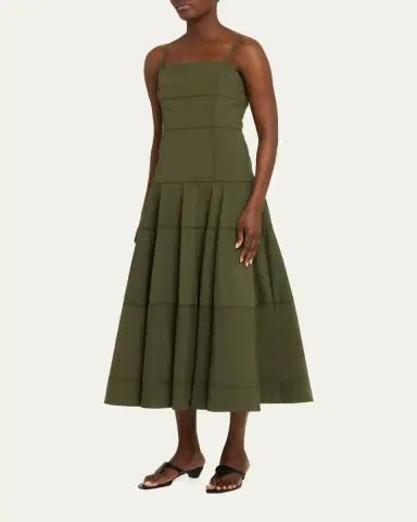 Veronica Beard Ilona Tiered Faille Midi Dress | Thumbnail 4