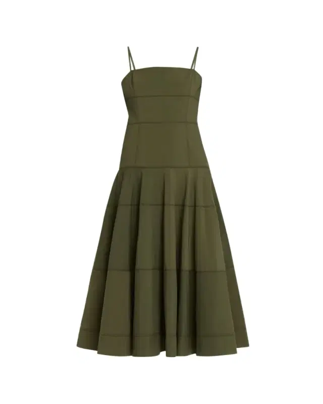 Ilona Tiered Faille Midi Dress
