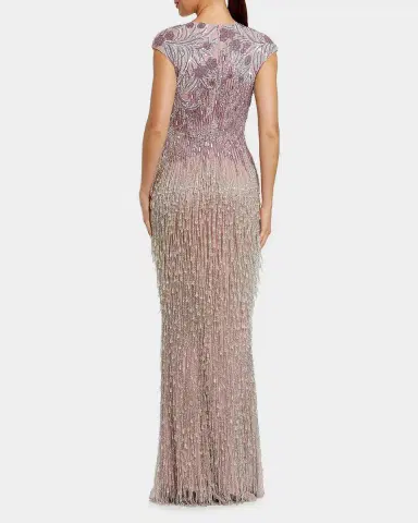 Mac Duggal Evening Embellished Mesh Cap-Sleeve Gown | Thumbnail 3 Mac Duggal Evening Embellished Mesh Cap-Sleeve Gown | Thumbnail 3