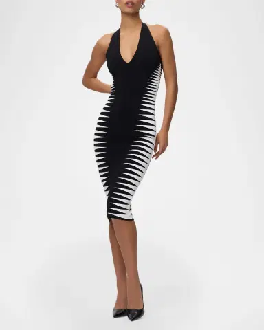 Hervé Léger The Amaris Geometric Bandage Midi Dress | Thumbnail 4 Hervé Léger The Amaris Geometric Bandage Midi Dress | Thumbnail 4