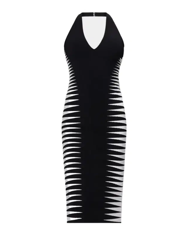 The Amaris Geometric Bandage Midi Dress