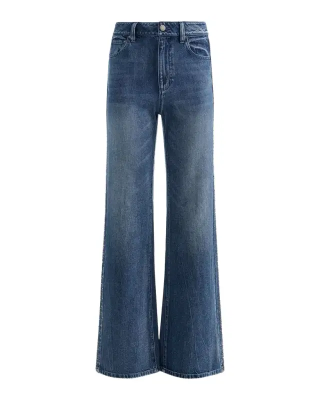 ALICE + OLIVIA Chic Embellished Wide-Leg Jeans