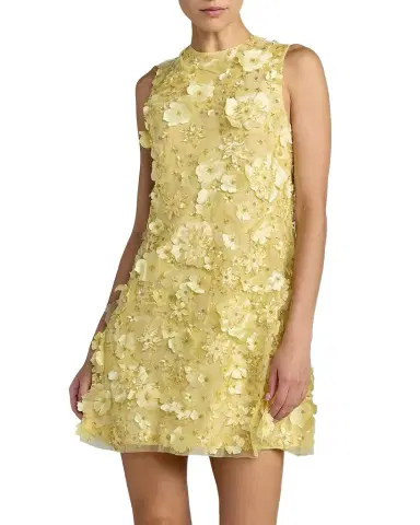Mac Duggal Floral-Embellished Mesh Trapeze Minidress | Thumbnail 1 Mac Duggal Floral-Embellished Mesh Trapeze Minidress | Thumbnail 1