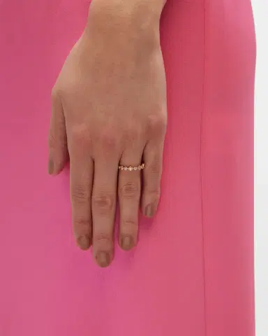 Mémoire Stackables 18k Yellow Gold Diamond Round & Square Ring, Size 6.5 | Thumbnail 2
