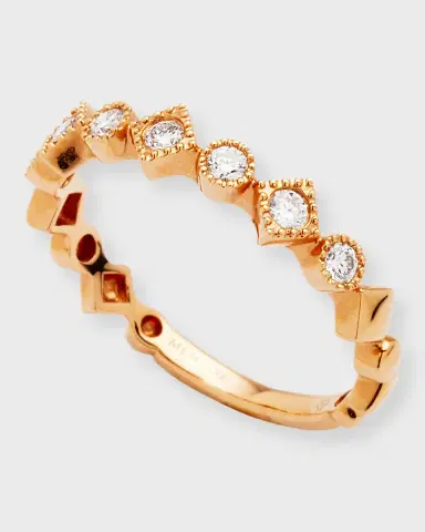 Mémoire Stackables 18k Yellow Gold Diamond Round & Square Ring, Size 6.5 | Thumbnail 3