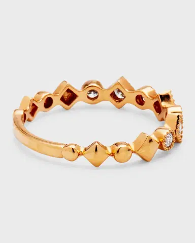 Mémoire Stackables 18k Yellow Gold Diamond Round & Square Ring, Size 6.5 | Thumbnail 4