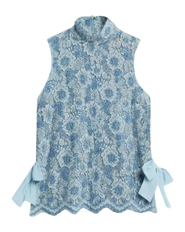 Sylvee Floral Lace Mock-Neck Top