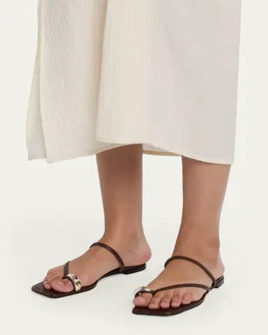 Vince Polli Leather Toe-Ring Flat Sandals | Thumbnail 2
