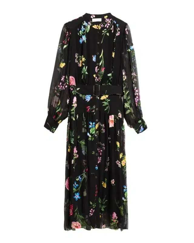 Elie Tahari The Janice Floral-Print Midi Shirtdress