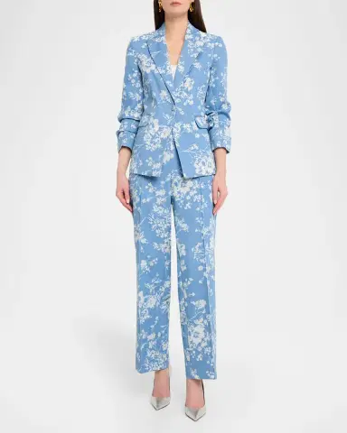 Elie Tahari The Gabby Straight-Leg Floral Denim Pants | Thumbnail 2 Elie Tahari The Gabby Straight-Leg Floral Denim Pants | Thumbnail 2