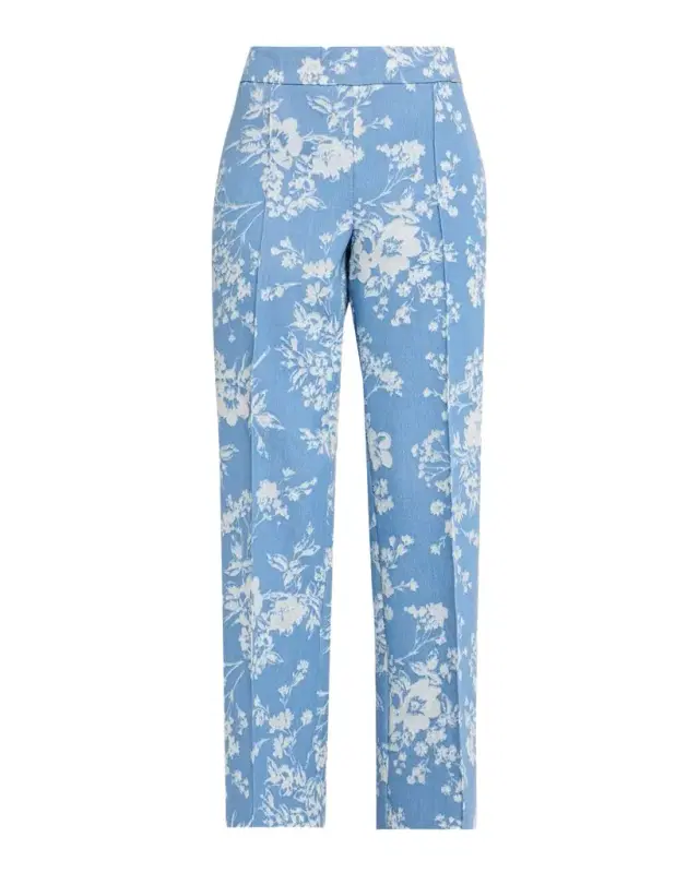 Elie Tahari The Gabby Straight-Leg Floral Denim Pants
