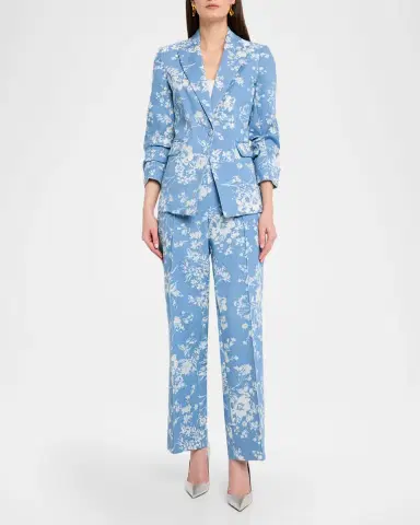 Elie Tahari The Gabby Single-Breasted Floral Denim Jacket | Thumbnail 2 Elie Tahari The Gabby Single-Breasted Floral Denim Jacket | Thumbnail 2