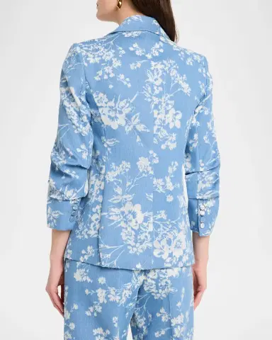 Elie Tahari The Gabby Single-Breasted Floral Denim Jacket | Thumbnail 3 Elie Tahari The Gabby Single-Breasted Floral Denim Jacket | Thumbnail 3