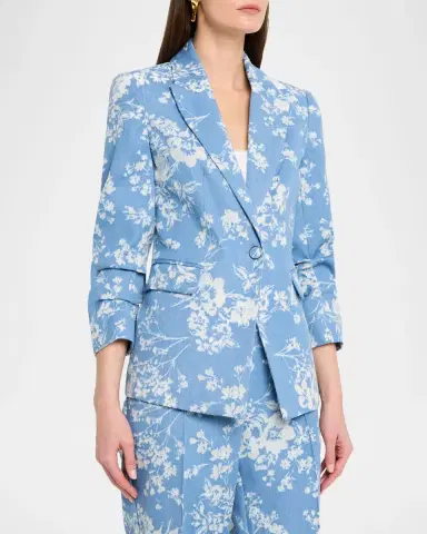Elie Tahari The Gabby Single-Breasted Floral Denim Jacket | Thumbnail 4 Elie Tahari The Gabby Single-Breasted Floral Denim Jacket | Thumbnail 4