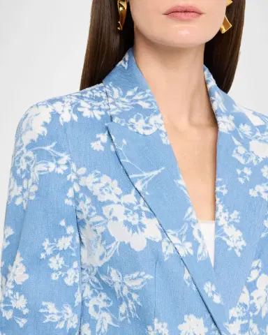 Elie Tahari The Gabby Single-Breasted Floral Denim Jacket | Thumbnail 5 Elie Tahari The Gabby Single-Breasted Floral Denim Jacket | Thumbnail 5