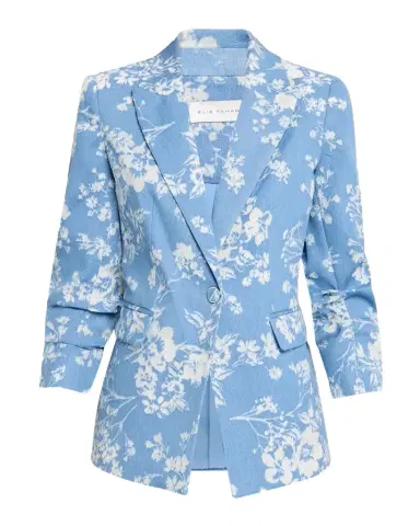 Elie Tahari The Gabby Single-Breasted Floral Denim Jacket | Thumbnail 1 Elie Tahari The Gabby Single-Breasted Floral Denim Jacket | Thumbnail 1