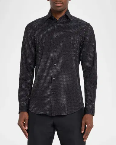 Bugatchi Men's Devon 8-Way Stretch OoohCotton Micro-Dot Dress Shirt | Thumbnail 4 Bugatchi Men's Devon 8-Way Stretch OoohCotton Micro-Dot Dress Shirt | Thumbnail 4