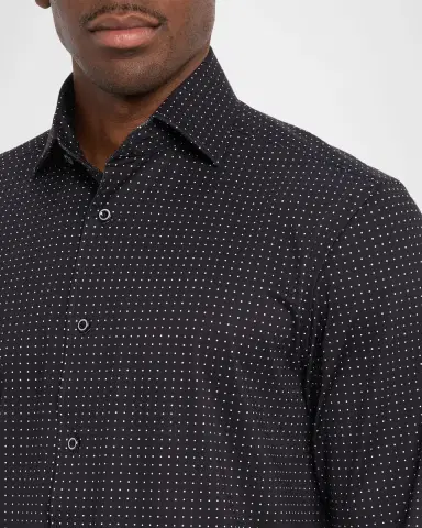 Bugatchi Men's Devon 8-Way Stretch OoohCotton Micro-Dot Dress Shirt | Thumbnail 5 Bugatchi Men's Devon 8-Way Stretch OoohCotton Micro-Dot Dress Shirt | Thumbnail 5