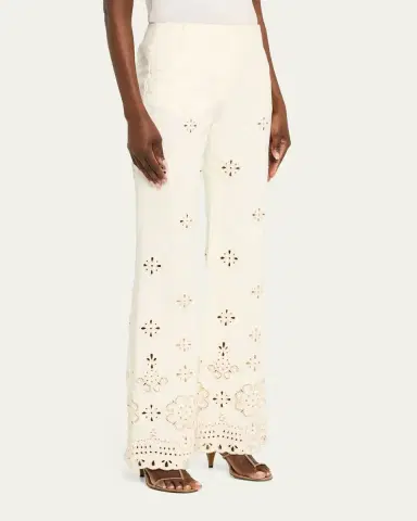 Veronica Beard Komi Eyelet Flare Pants | Thumbnail 4 Veronica Beard Komi Eyelet Flare Pants | Thumbnail 4