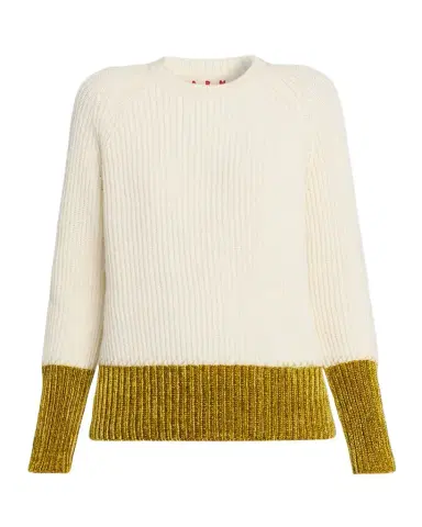 Marni Colorblock Fisherman Rib Crewneck Sweater | Thumbnail 1 Marni Colorblock Fisherman Rib Crewneck Sweater | Thumbnail 1
