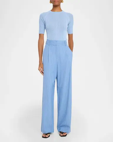 Veronica Beard Heyser Pinstripe Wide-Leg Pants | Thumbnail 2 Veronica Beard Heyser Pinstripe Wide-Leg Pants | Thumbnail 2