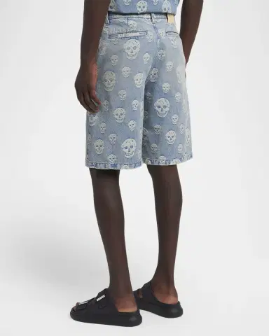 Alexander McQueen Men's Skull-Print Denim Shorts | Thumbnail 3 Alexander McQueen Men's Skull-Print Denim Shorts | Thumbnail 3