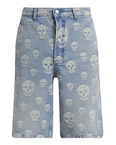 Alexander McQueen Men's Skull-Print Denim Shorts | Thumbnail 1 Alexander McQueen Men's Skull-Print Denim Shorts | Thumbnail 1