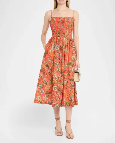 Cara Cara Carmen Floral Smocked Midi Dress | Thumbnail 2 Cara Cara Carmen Floral Smocked Midi Dress | Thumbnail 2