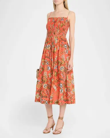 Cara Cara Carmen Floral Smocked Midi Dress | Thumbnail 4 Cara Cara Carmen Floral Smocked Midi Dress | Thumbnail 4