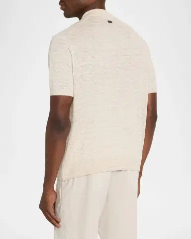 Bugatchi Men's Linen 3-Button Knit Polo Shirt | Thumbnail 3 Bugatchi Men's Linen 3-Button Knit Polo Shirt | Thumbnail 3