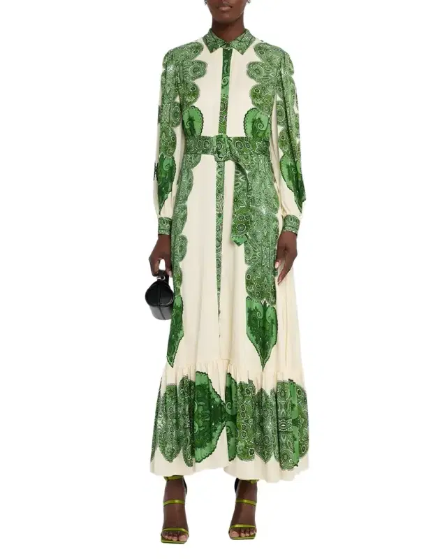 Harley Belted Floral-Print Flounce Maxi Dress