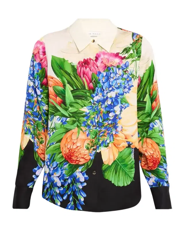 Elie Tahari Madeline Spring Floral-Print Shirt