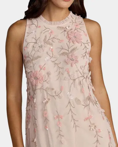 Mac Duggal Cocktail Floral Embellished Chiffon Tiered Dress | Thumbnail 3 Mac Duggal Cocktail Floral Embellished Chiffon Tiered Dress | Thumbnail 3