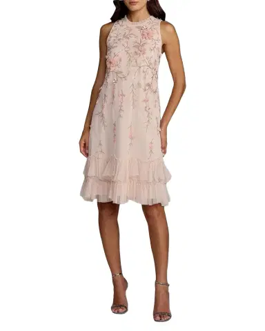 Mac Duggal Cocktail Floral Embellished Chiffon Tiered Dress | Thumbnail 1 Mac Duggal Cocktail Floral Embellished Chiffon Tiered Dress | Thumbnail 1