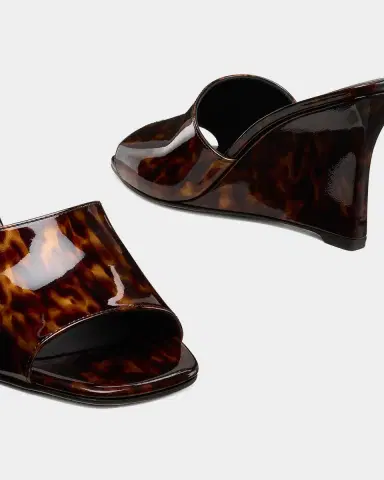 Stuart Weitzman 85mm Vinnie Patent Leather Wedge Mules | Thumbnail 3 Stuart Weitzman 85mm Vinnie Patent Leather Wedge Mules | Thumbnail 3