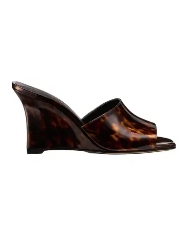 Stuart Weitzman 85mm Vinnie Patent Leather Wedge Mules | Thumbnail 1 Stuart Weitzman 85mm Vinnie Patent Leather Wedge Mules | Thumbnail 1