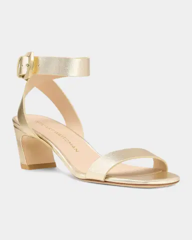 Stuart Weitzman 50mm Sai Metallic Leather Ankle-Strap Sandals | Thumbnail 4