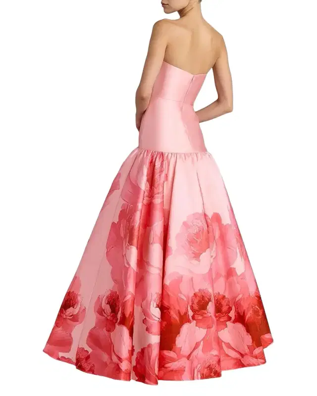 Floral Mikado Strapless Gown Floral Mikado Strapless Gown